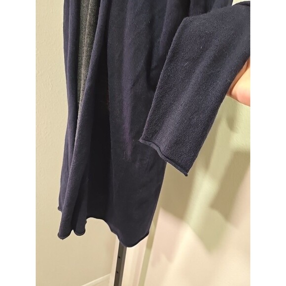 FWM Italian Merino Wool Cardigan Womens Med Office Career Blue Gray Minimalist - Picture 3 of 6